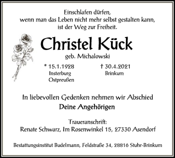 Traueranzeige von Christel Kück von SYK