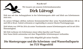 Traueranzeige von Dirk Lütvogt von SYK