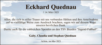 Traueranzeige von Eckhard Quednau von SYK