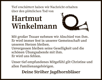 Traueranzeige von Hartmut Winkelmann von SYK