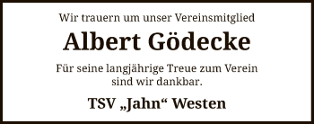 Traueranzeige von Albert Gödecke von SYK