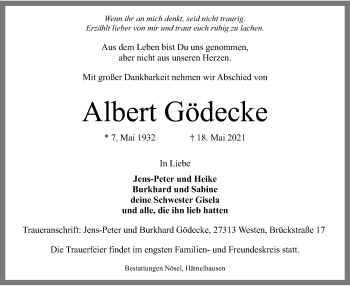 Traueranzeige von Albert Gödecke von SYK