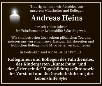 Traueranzeige von Andreas Heins von SYK