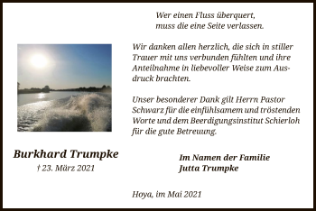 Traueranzeige von Burkhard Trumpke von SYK