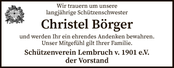 Traueranzeige von Christel Börger von SYK