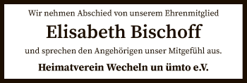 Traueranzeige von Elisabeth Bischoff von SYK