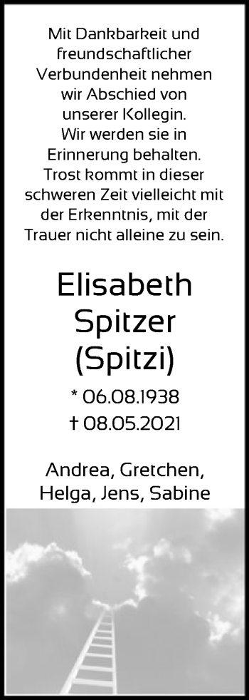 Traueranzeige von Elisabeth Spitzer von SYK