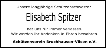 Traueranzeige von Elisabeth Spitzer von SYK