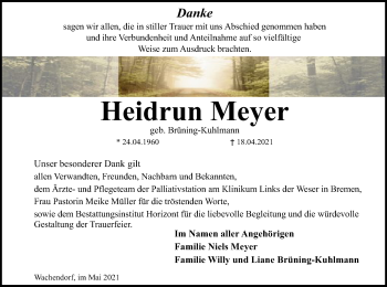 Traueranzeige von Heidrun Meyer von SYK