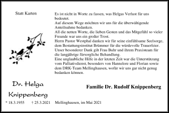 Traueranzeige von Helga Knippenberg von SYK