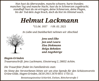 Traueranzeige von Helmut Lackmann von SYK