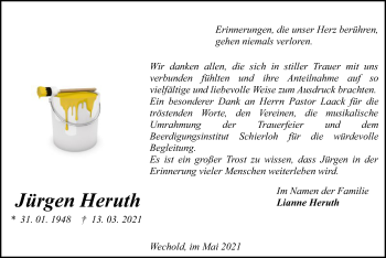 Traueranzeige von Jürgen Heruth von SYK