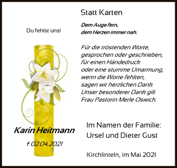 Traueranzeige von Karin Heitmann von SYK