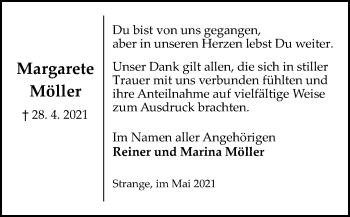 Traueranzeige von Margarete Möller von SYK