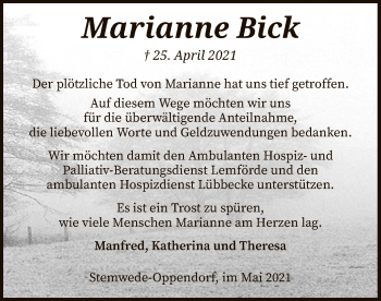 Traueranzeige von Marianne Bick von SYK