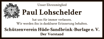 Traueranzeige von Paul Lohschelder von SYK