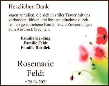 Traueranzeige von Rosemarie Feldt von SYK