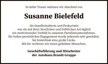 Traueranzeige von Susanne Bielefeld von SYK