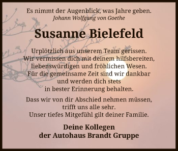 Traueranzeige von Susanne Bielefeld von SYK