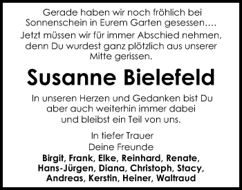 Traueranzeige von Susanne Bielefeld von SYK