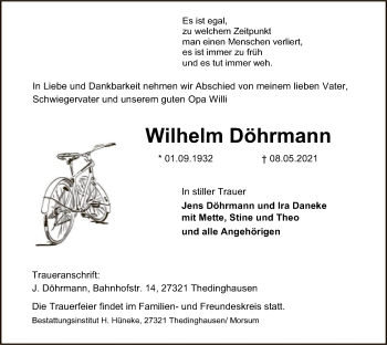 Traueranzeige von Wilhelm Döhrmann von SYK