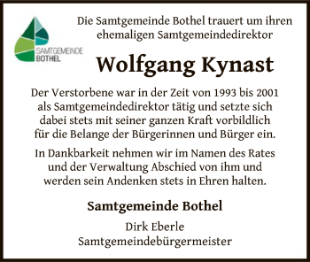 Traueranzeige von Wolfgang Kynast von SYK