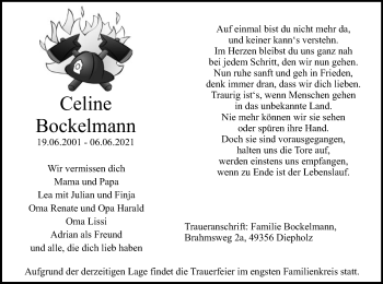 Traueranzeige von Celine Bockelmann von SYK