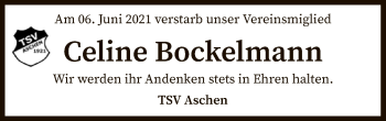 Traueranzeige von Celine Bockelmann von SYK