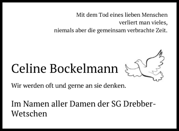 Traueranzeige von Celine Bockelmann von SYK