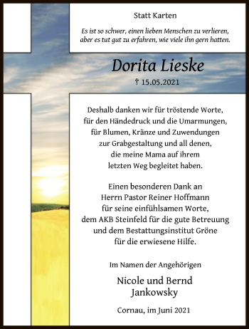 Traueranzeige von Dorita Lieske von SYK