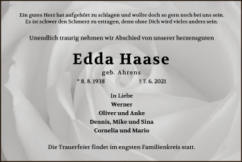 Traueranzeige von Edda Haase von SYK