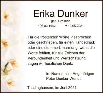 Traueranzeige von Erika Dunker von SYK