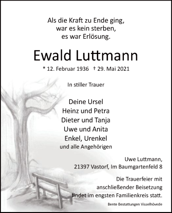 Traueranzeige von Ewald Luttmann von SYK