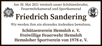 Traueranzeige von Friedrich Sandering von SYK