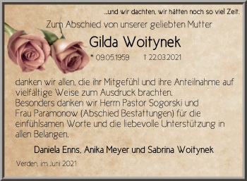 Traueranzeige von Gilda Woitynek von SYK