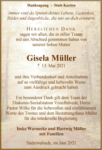 Traueranzeige von Gisela Müller von SYK