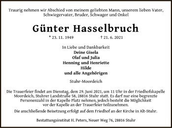 Traueranzeige von Günter Hasselbruch von SYK