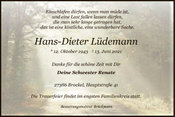 Traueranzeige von Hans-Dieter Lüdemann von SYK