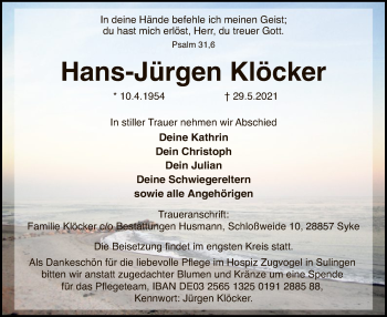 Traueranzeige von Hans-Jürgen Klöcker
