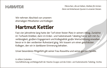 Traueranzeige von Hartmut Kettler von SYK