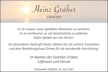 Traueranzeige von Heinz Gräber von SYK