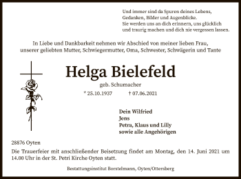 Traueranzeige von Helga Bielefeld von SYK