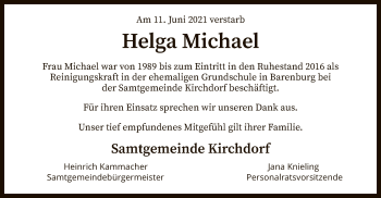 Traueranzeige von Helga Michael von SYK