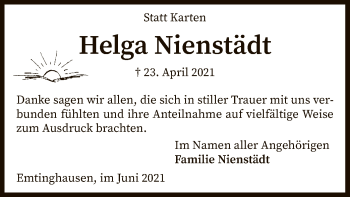 Traueranzeige von Helga Nienstädt von SYK