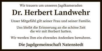 Traueranzeige von Herbert Landwehr von SYK