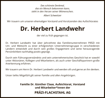 Traueranzeige von Herbert Landwehr von SYK