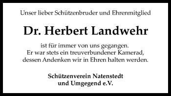 Traueranzeige von Herbert Landwehr von SYK