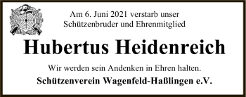 Traueranzeige von Hubertus Heidenreich von SYK