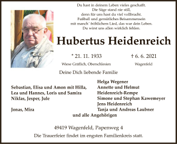 Traueranzeige von Hubertus Heidenreich von SYK