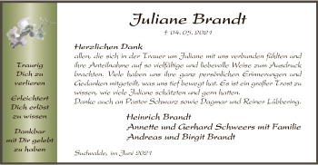 Traueranzeige von Juliane Brandt von SYK